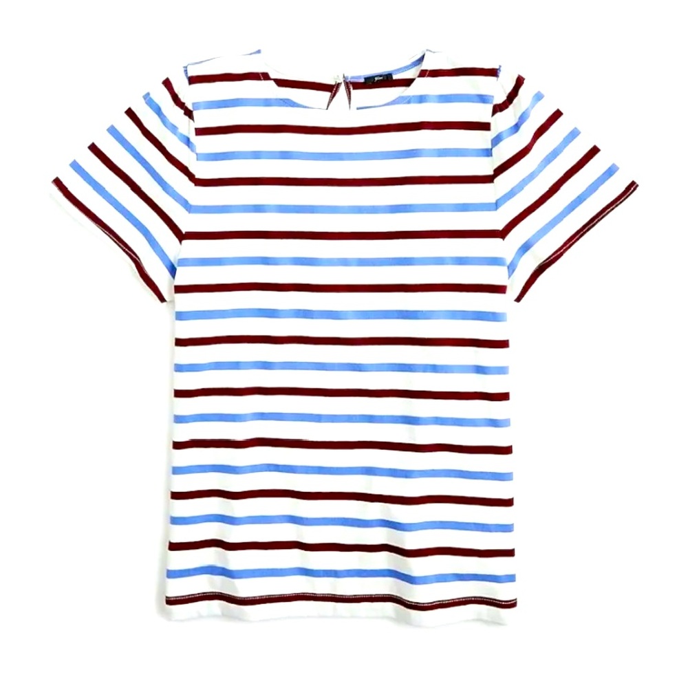 NWOT J Crew NEW Women’s Striped Puff Sleeve Tee T Shirt Blue Red White in size S